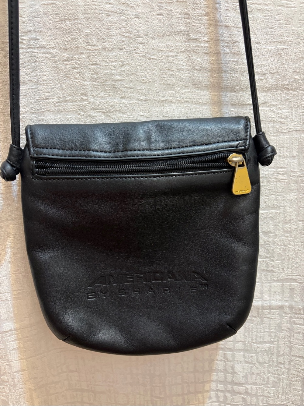 Vintage Sharif Black Cross bag Bag with Gold Zip Accent